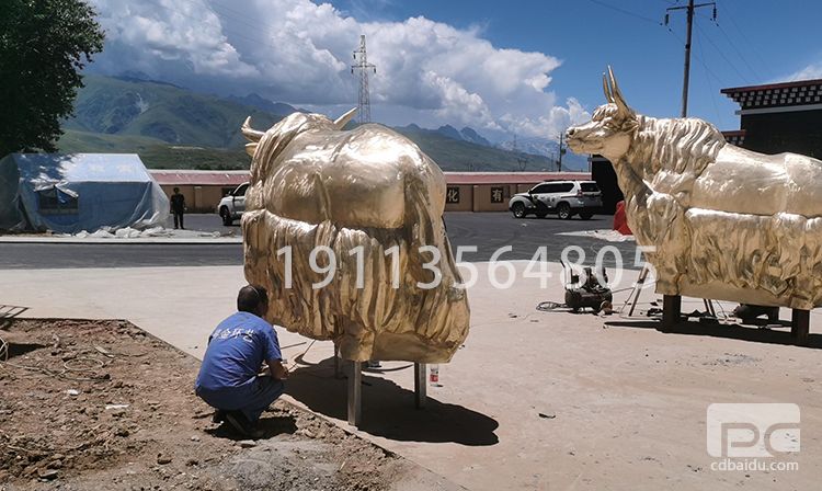 甘孜州牦牛雕塑锻铜 黄铜雕塑